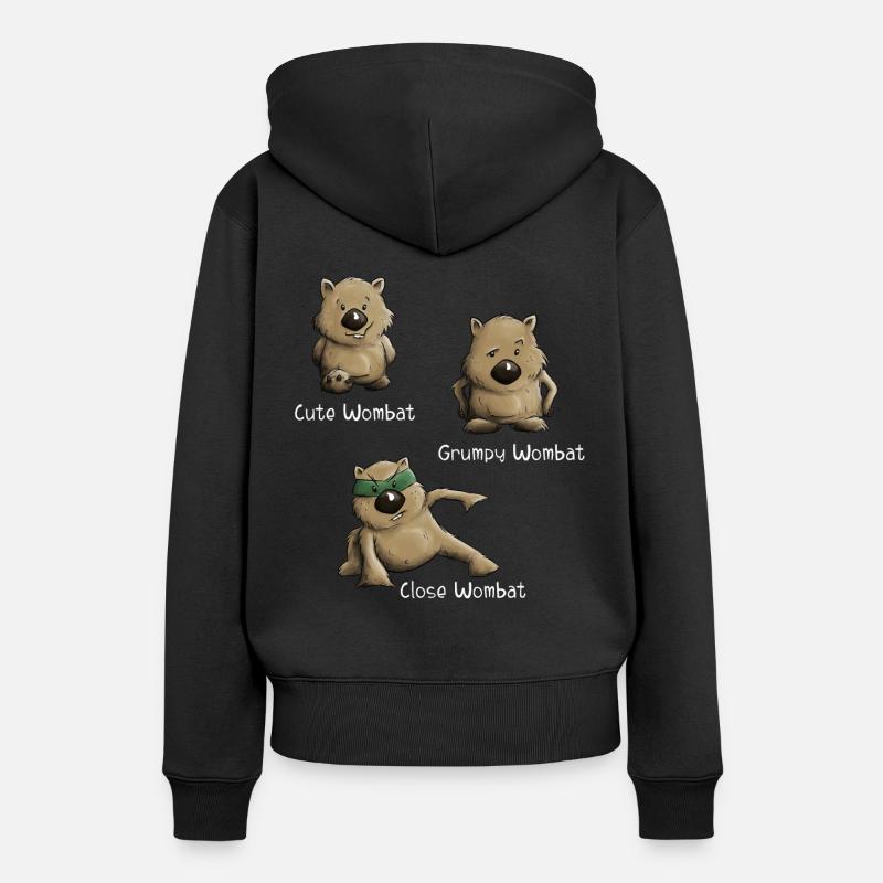 Mignon Grumpy et Fermer Wombat Marsupial Poses - Sweat à capuche Premium bio Femme - noir