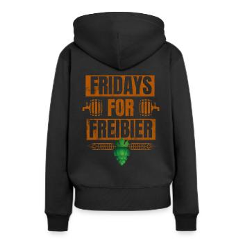 Fridays For Freibier T-Shirt - Frauen Premium Bio Hoodie - Schwarz - Hinten - Julia (174cm)