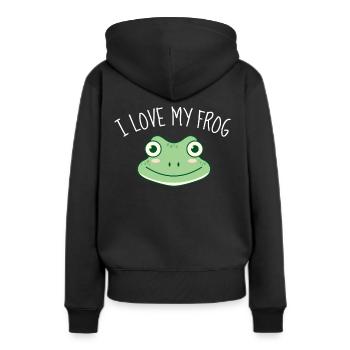 Frösche Ich liebe meinen Frosch Kröte Geschenk - Frauen Premium Bio Hoodie - Schwarz - Hinten - Julia (174cm)