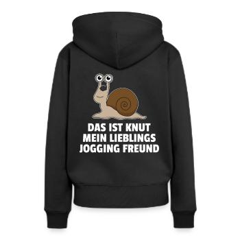 Schnecke Lieblings Jogging Freund Laufen Geschenk - Frauen Premium Bio Hoodie - Schwarz - Hinten - Julia (174cm)