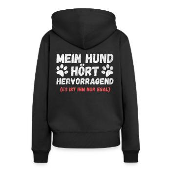 Hundebesitzer - Hund hört hervorragend - Frauen Premium Bio Hoodie - Schwarz - Hinten - Julia (174cm)