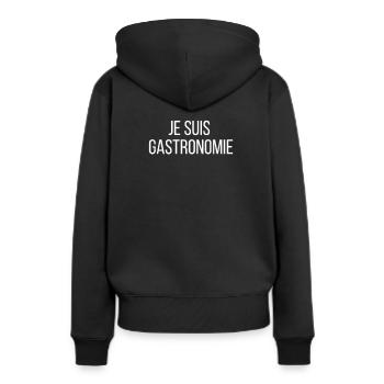 Je suis Gastronomie - Frauen Premium Bio Hoodie - Schwarz - Hinten - Julia (174cm)