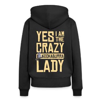 Crazy Kookaburra Lady - Women’s Premium Organic Hoodie - black - Back - Julia (174cm)