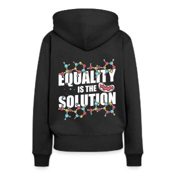 Equality Is The Solution - Steminist - Frauen Premium Bio Hoodie - Schwarz - Hinten - Julia (174cm)