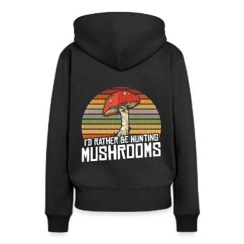 Mushroom Hunting - Frauen Premium Bio Hoodie - Schwarz - Hinten - Julia (174cm)