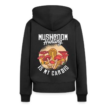 Mushroom Hunting - Frauen Premium Bio Hoodie - Schwarz - Hinten - Julia (174cm)
