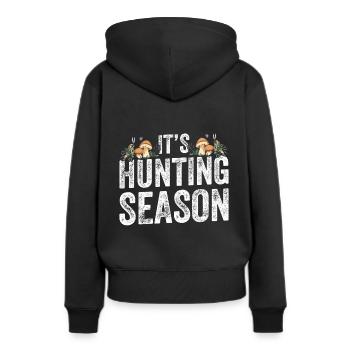 Mushroom Hunting - Frauen Premium Bio Hoodie - Schwarz - Hinten - Julia (174cm)