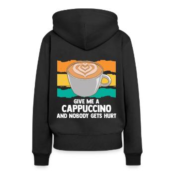 Donnez-moi un cappuccino et personne ne se blesse - Sweat à capuche Premium bio Femme - noir - Dos - Julia (174cm)