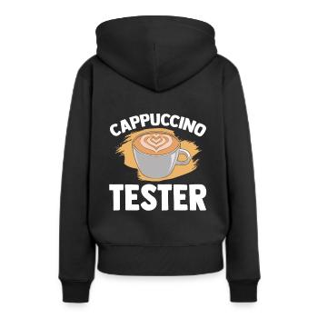Testeur de cappuccino - Sweat à capuche Premium bio Femme - noir - Dos - Julia (174cm)