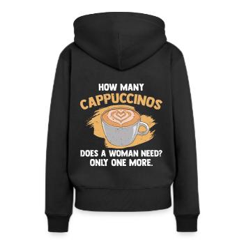 How Many Cappuccinos Does A Woman Need? - Women’s Premium Organic Hoodie - black - Back - Julia (174cm)