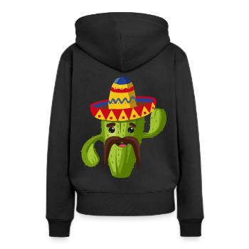 Mexikanischer Kaktus - Frauen Premium Bio Hoodie - Schwarz - Hinten - Julia (174cm)