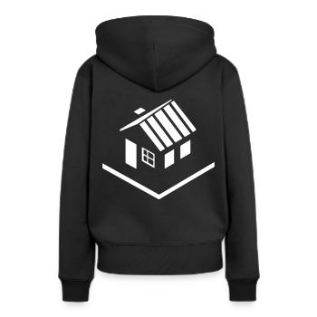 Haus Immobilie Symbol - Frauen Premium Bio Hoodie - Schwarz - Hinten - Julia (174cm)