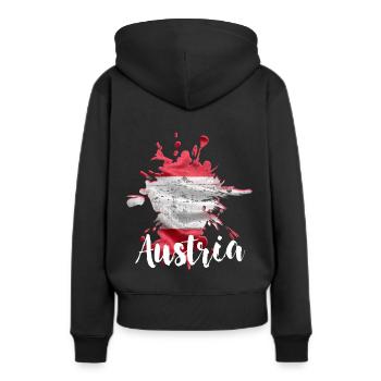 Autriche - Sweat à capuche Premium bio Femme - noir - Dos - Julia (174cm)