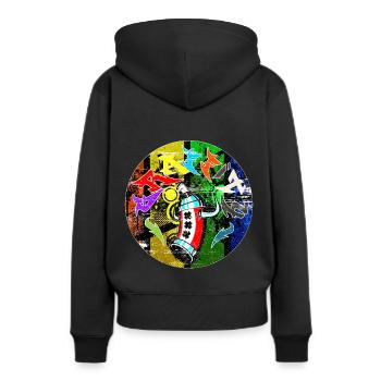 Graffitis - Graffitti - Sweat à capuche Premium bio Femme - noir - Dos - Julia (174cm)