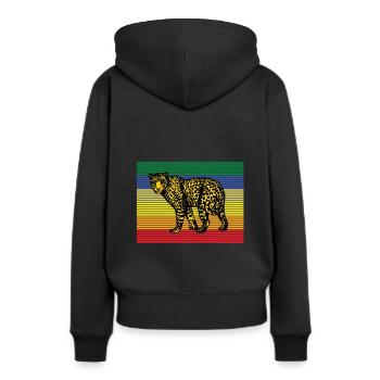 Leopard - Frauen Premium Bio Hoodie - Schwarz - Hinten - Julia (174cm)