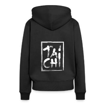 Tai chi - Sweat à capuche Premium bio Femme - noir - Dos - Julia (174cm)