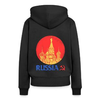 Russie - Sweat à capuche Premium bio Femme - noir - Dos - Julia (174cm)