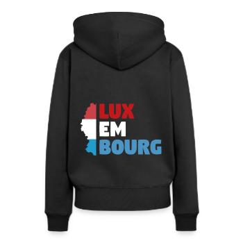 Luxembourg - Sweat à capuche Premium bio Femme - noir - Dos - Julia (174cm)