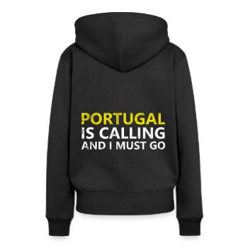 Portugal - Frauen Premium Bio Hoodie - Schwarz - Hinten - Julia (174cm)