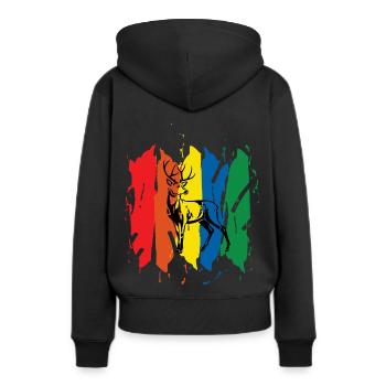 Cerf de cerf - Sweat à capuche Premium bio Femme - noir - Dos - Julia (174cm)