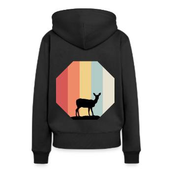 Cerf de cerf - Sweat à capuche Premium bio Femme - noir - Dos - Julia (174cm)