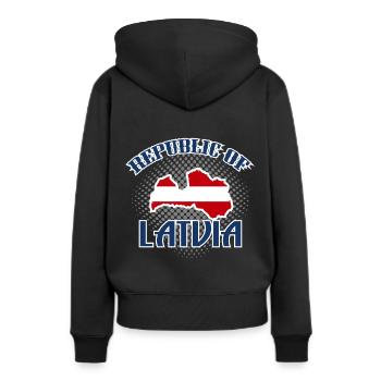 Lettonie UE - Sweat à capuche Premium bio Femme - noir - Dos - Julia (174cm)