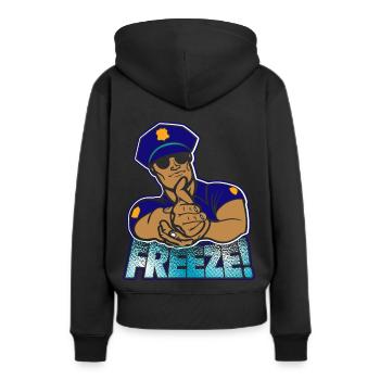 Polizei - Frauen Premium Bio Hoodie - Schwarz - Hinten - Julia (174cm)