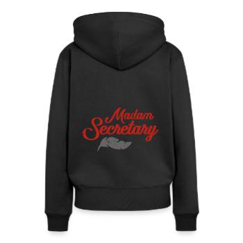 Secrétaire - Sweat à capuche Premium bio Femme - noir - Dos - Julia (174cm)