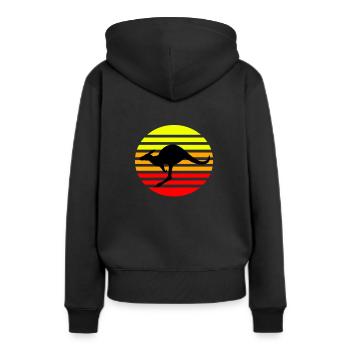 Kangourou rétro vintage - Sweat à capuche Premium bio Femme - noir - Dos - Julia (174cm)