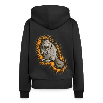 Bieber - Frauen Premium Bio Hoodie - Schwarz - Hinten - Julia (174cm)