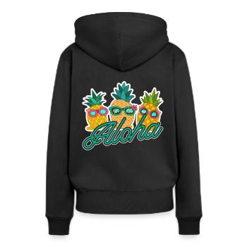 Hawaï - Sweat à capuche Premium bio Femme - noir - Dos - Julia (174cm)