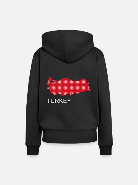 Türkei - Frauen Premium Bio Hoodie - Schwarz