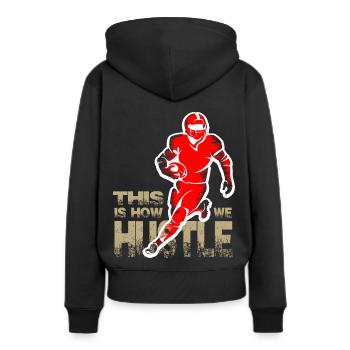 American Football - Frauen Premium Bio Hoodie - Schwarz - Hinten - Julia (174cm)