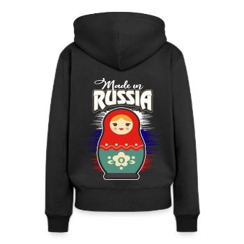 Russland - Frauen Premium Bio Hoodie - Schwarz - Hinten - Julia (174cm)