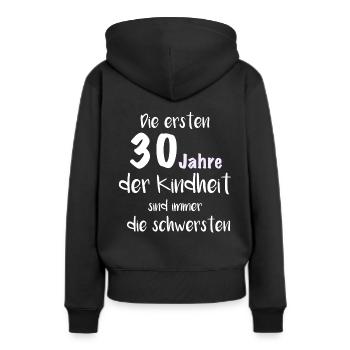 T-shirt d’anniversaire 30 - Cadeau des années 30 - Sweat à capuche Premium bio Femme - noir - Dos - Julia (174cm)