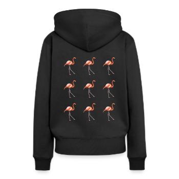 Défilé de flamant - Sweat à capuche Premium bio Femme - noir - Dos - Julia (174cm)