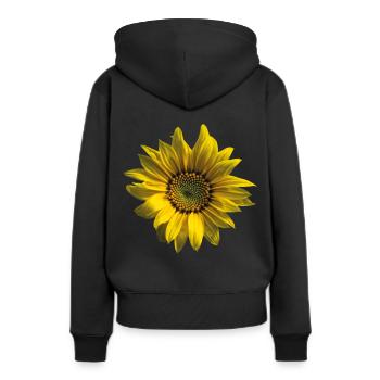 Sonnenblume - Frauen Premium Bio Hoodie - Schwarz - Hinten - Julia (174cm)