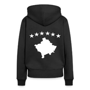 Kosovo - Sweat à capuche Premium bio Femme - noir - Dos - Julia (174cm)