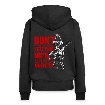 Doktor - Frauen Premium Bio Hoodie - Schwarz - Hinten - Julia (174cm)