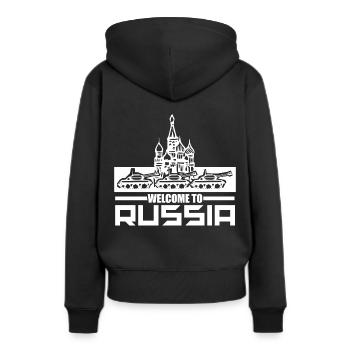Russie - Sweat à capuche Premium bio Femme - noir - Dos - Julia (174cm)