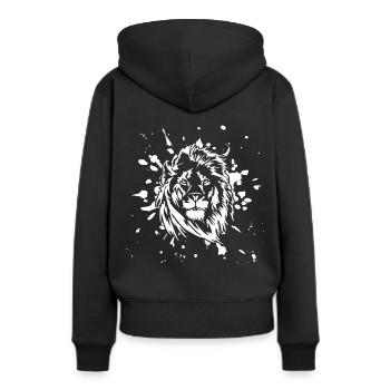 Löwe - Frauen Premium Bio Hoodie - Schwarz - Hinten - Julia (174cm)