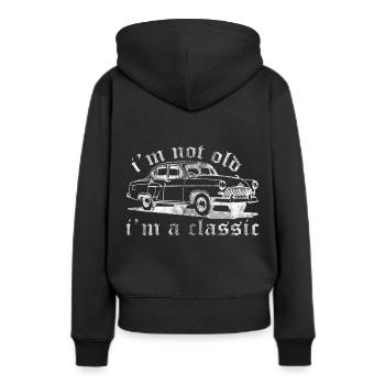 Voiture classique - Sweat à capuche Premium bio Femme - noir - Dos - Julia (174cm)