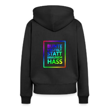 Rassismus Menschenrecht Antifa Faschismus Geschenk - Frauen Premium Bio Hoodie - Schwarz - Hinten - Julia (174cm)
