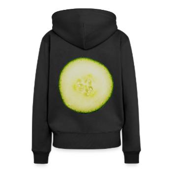 Gurkenscheibe Gurke Gurken Gemuese Veggie - Frauen Premium Bio Hoodie - Schwarz - Hinten - Julia (174cm)