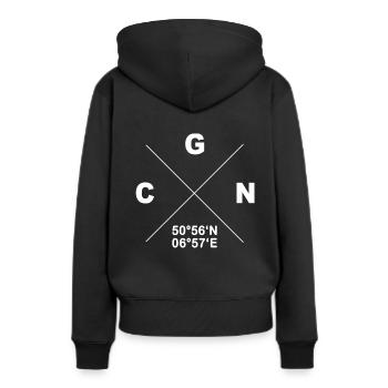 CGN domicile ville coordonnées cadeau Rheinland - Sweat à capuche Premium bio Femme - noir - Dos - Julia (174cm)