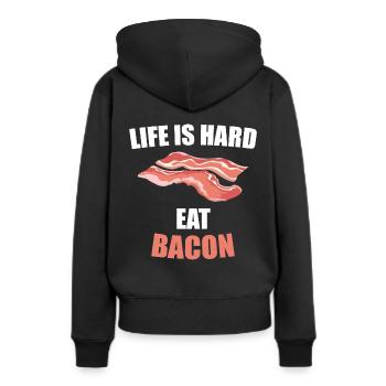 jambon - Sweat à capuche Premium bio Femme - noir - Dos - Julia (174cm)