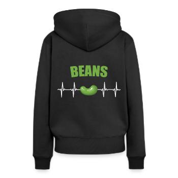 Bohnen - Frauen Premium Bio Hoodie - Schwarz - Hinten - Julia (174cm)