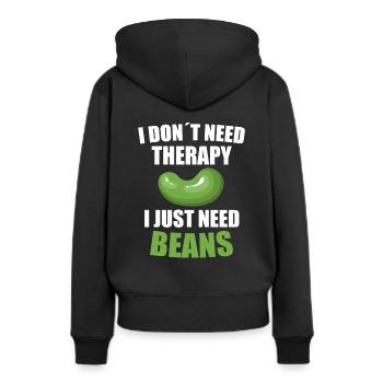Bohnen - Frauen Premium Bio Hoodie - Schwarz - Hinten - Julia (174cm)
