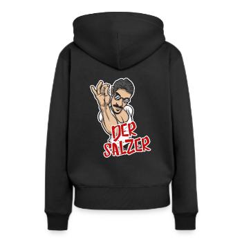 Der Salzer | Grillmeister Tshirt - Frauen Premium Bio Hoodie - Schwarz - Hinten - Julia (174cm)