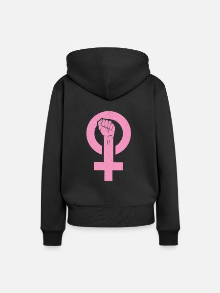 Feminism Fist - Frauen Premium Bio Hoodie - Schwarz